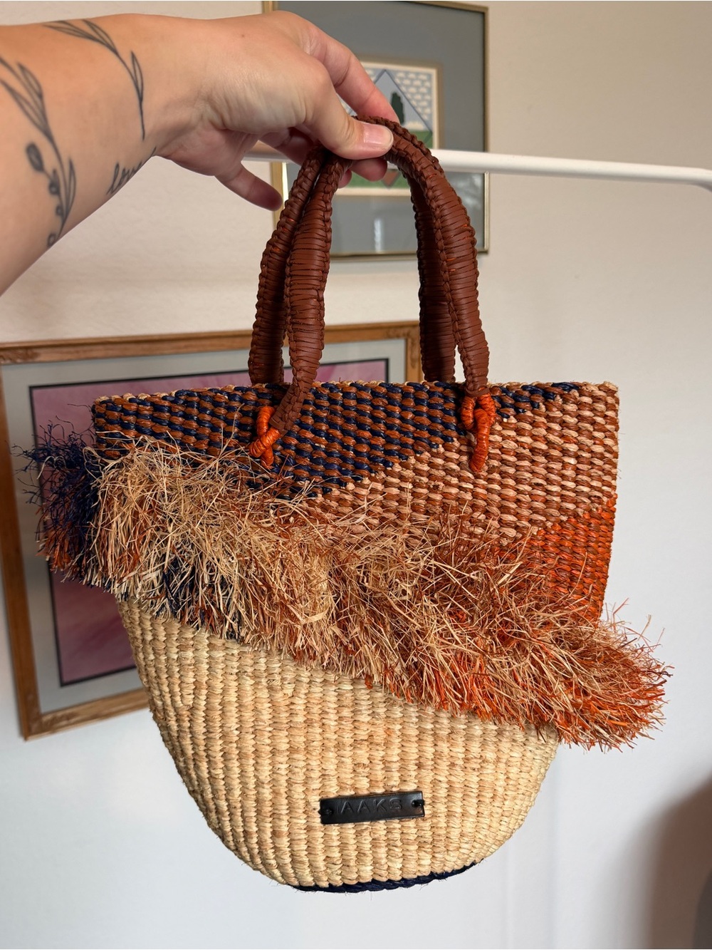 Aaks rafia purse bag